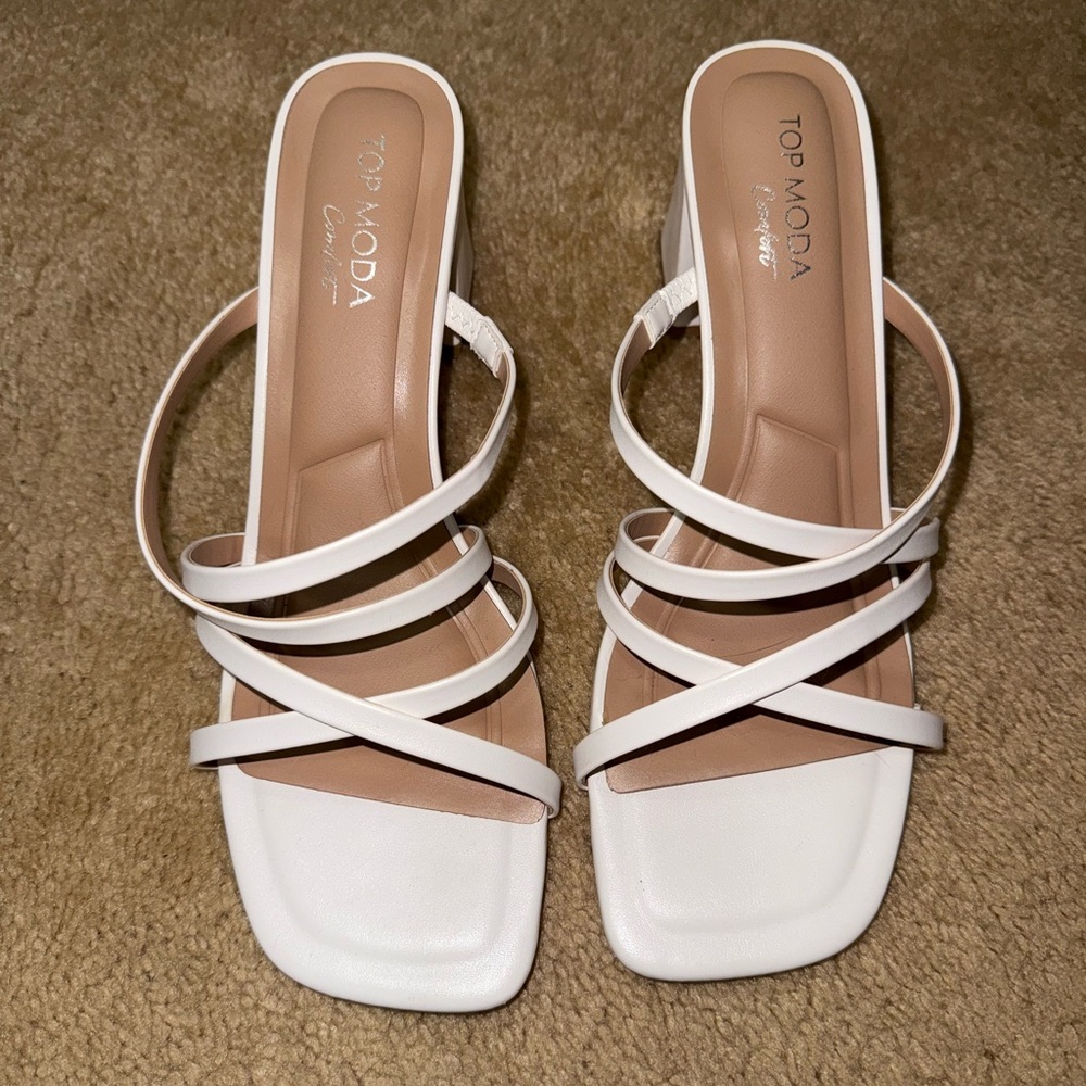 TOP Moda Elegant White Strappy Sandals